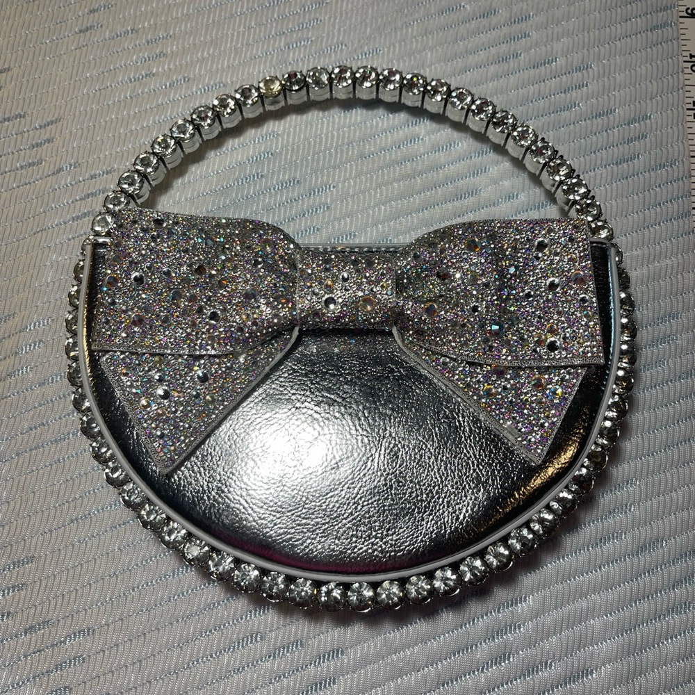 NWT Betsey Johnson Rhinestone Sparkle Bag with Sparkle bow! Round and Unique!